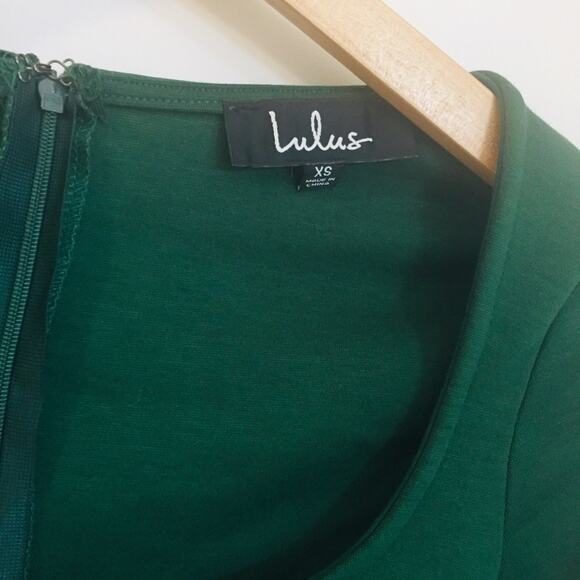 LULUS Emerald Green Bell Sleeve Mini Bodycon Cutout Dress XS Fitted NEW - Picture 7 of 11